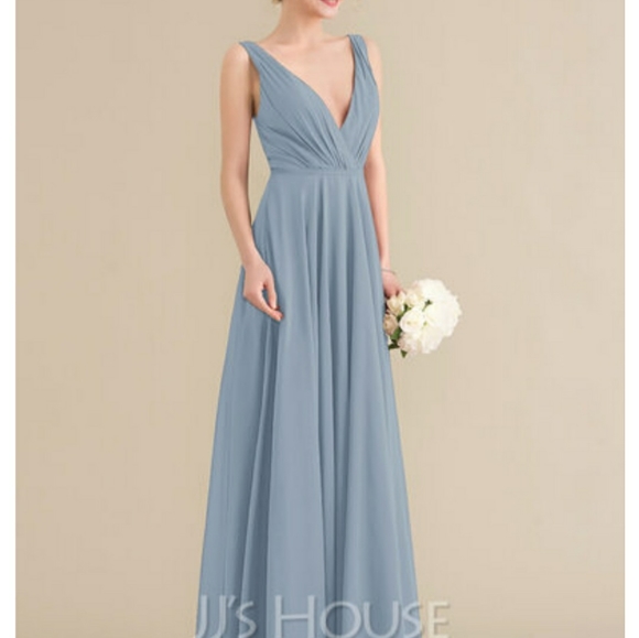 JJs House Dusty Blue A-Line V-Neck - Picture 5 of 8